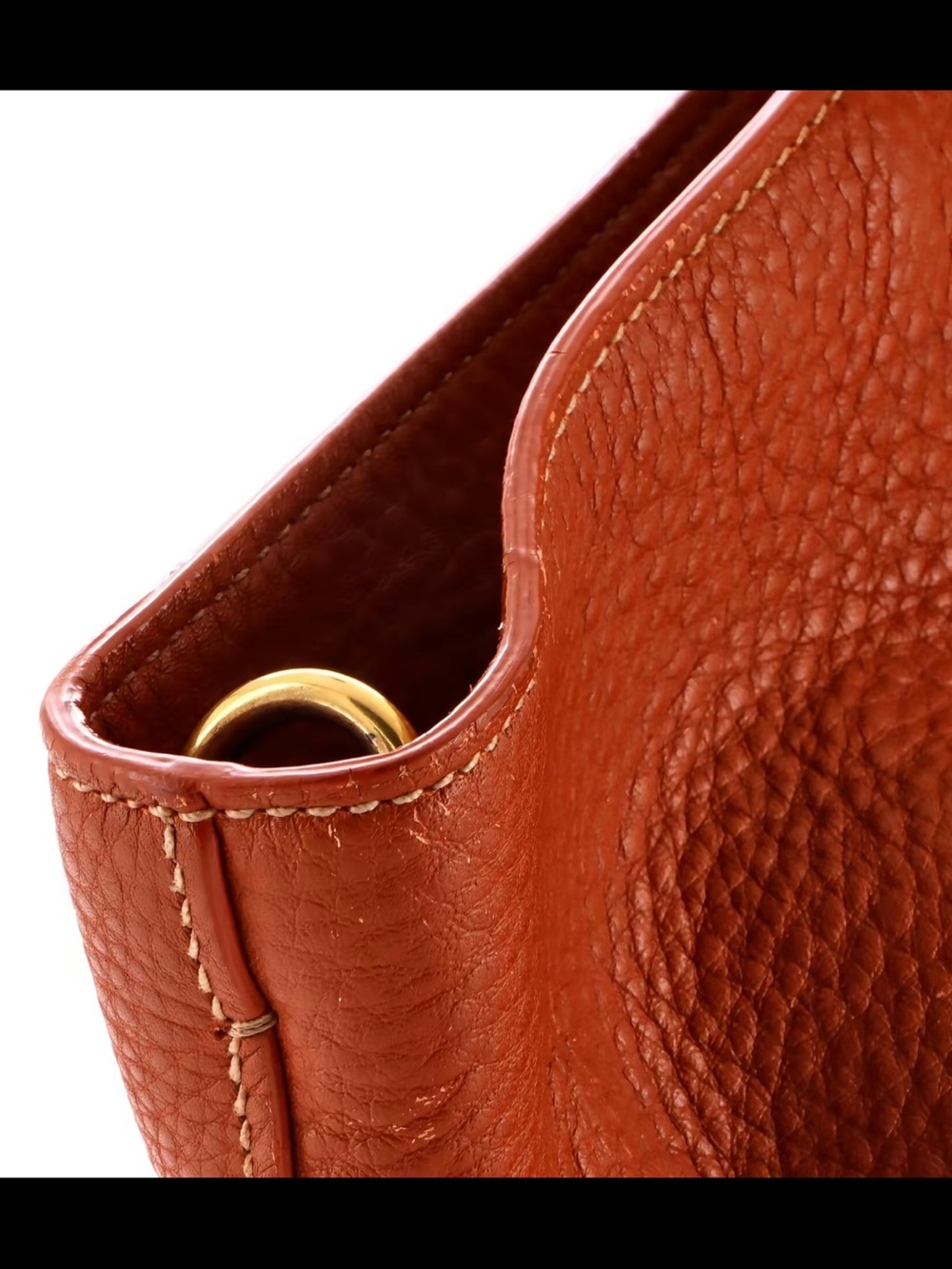Prada Burnt Orange Pebbled Leather Tote with Gold Hardware vitello Daino large - Picture 7 of 8